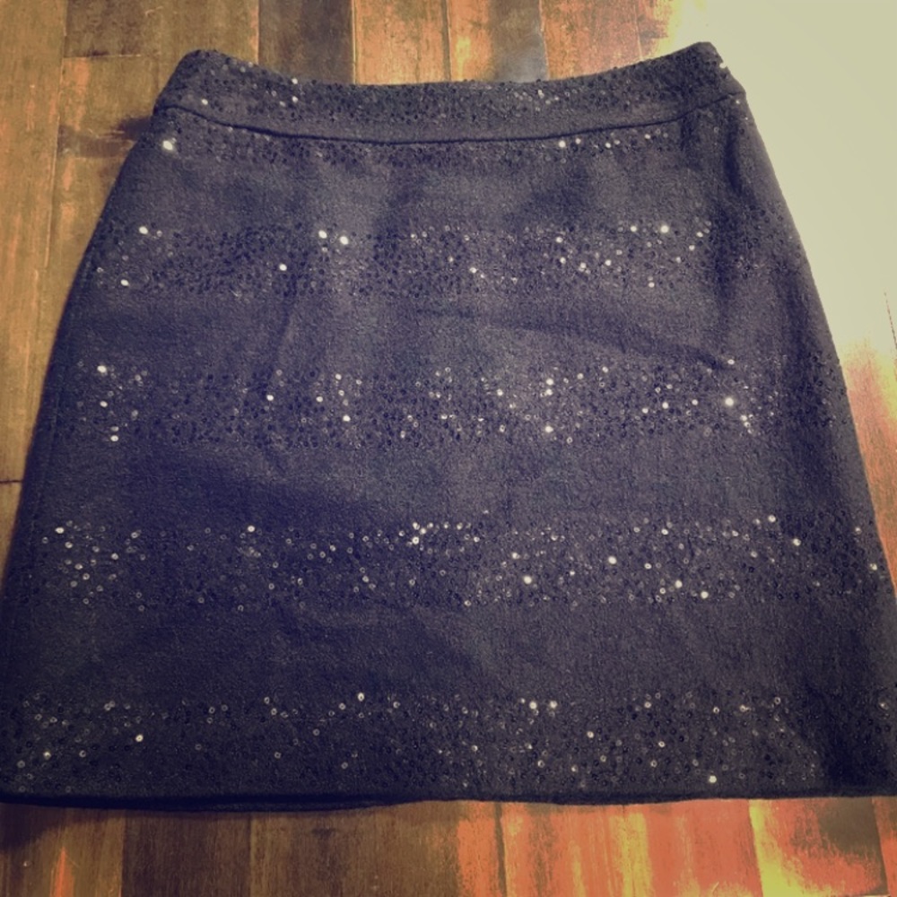 Ann Taylor LOFT Petites Wool Blend Skirt w/ Sequin